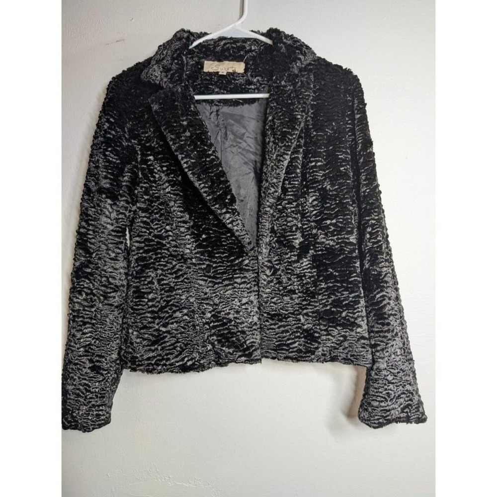 Black‎ Furry Blazer Jacket Small